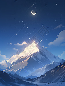 夜空下的雪山背景图片