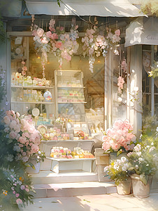 可爱街角的花店高清图片