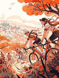 乡村风情的自行车之旅背景图片