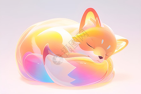 彩虹梦幻中的小狐狸图片