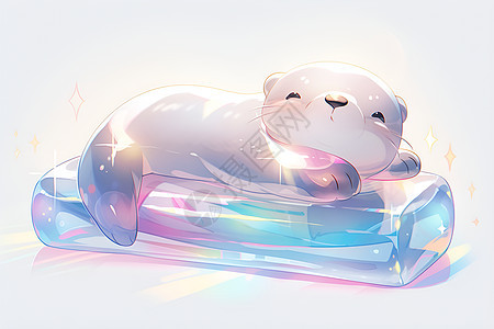 海狮躺在冰块上图片