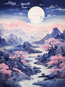 山水风景插画图片