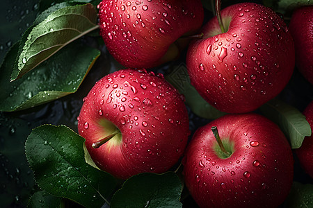新鲜健康的苹果背景图片