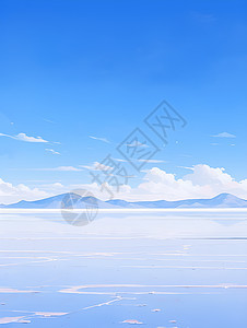 广阔天空下盐湖图片