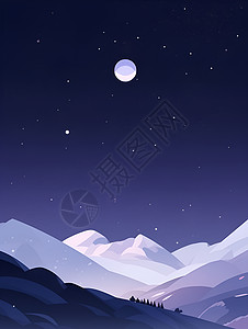 夜空下的雪山图片