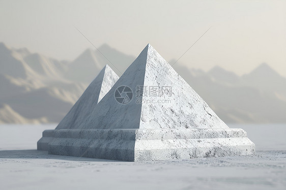 沙漠中的白色金字塔图片