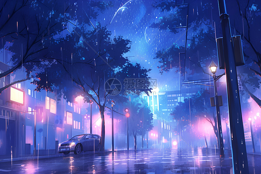 雨夜梦幻城市图片