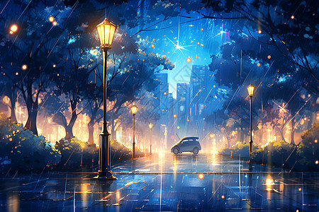 雨夜城市图片