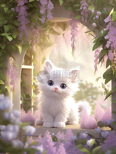 可爱的小白猫图片