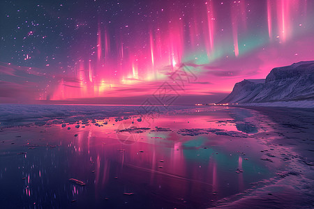 冰湖极光幻彩图片