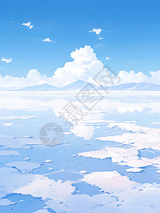 平静湛蓝的盐湖风景图片