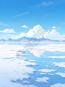蓝天下的壮丽盐湖图片