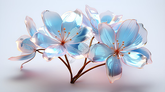 亮丽的透明蓝色郁金香花束图片