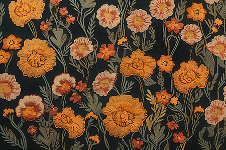 刺绣艺术的万寿菊背景图片