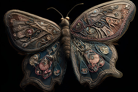 细致蝴蝶刺绣背景图片