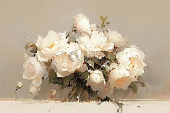 白玫瑰油画图片
