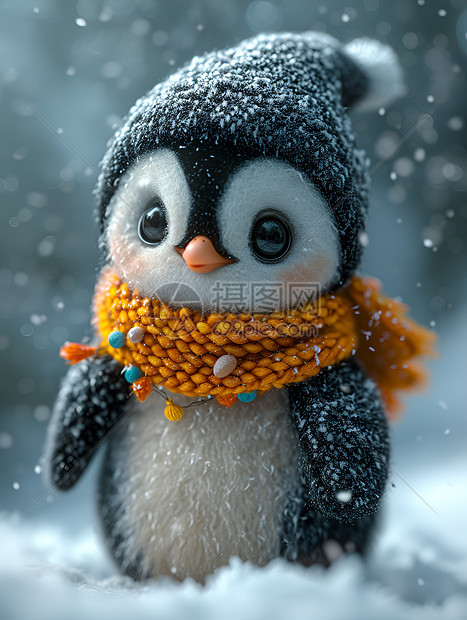 小企鹅戴着围巾图片