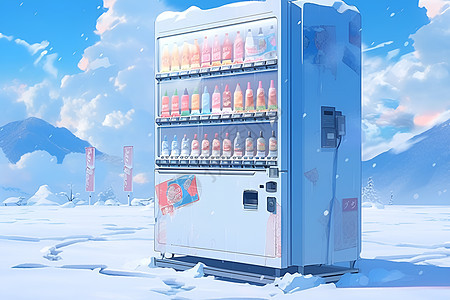冰天雪地中的小售货机图片