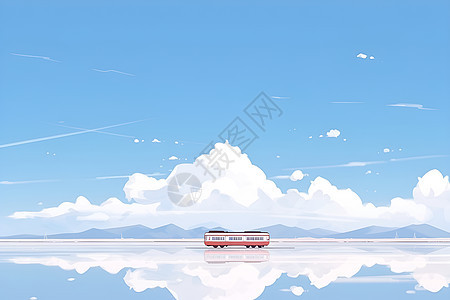 蓝天下的盐湖背景图片