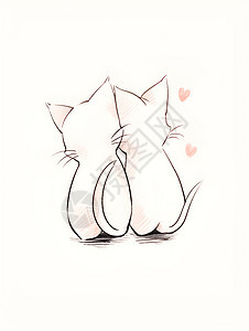 绘画的双猫插画图片