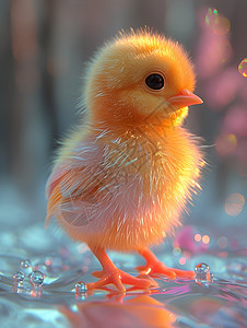 冰面上的可爱小鸡图片