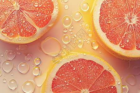葡萄柚上的水滴图片