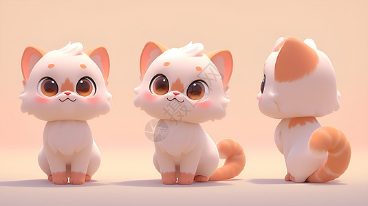 三只可爱的卡通小猫图片