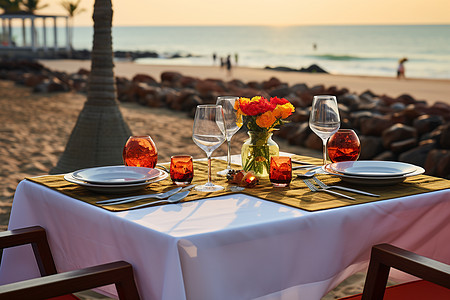 浪漫沙滩晚餐背景