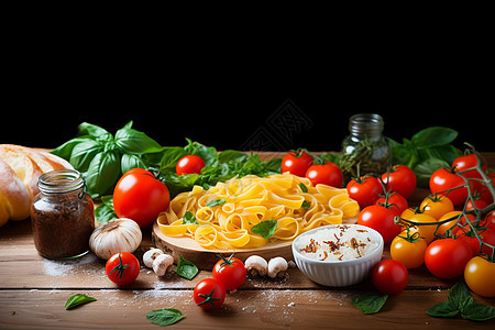 番茄青菜和面食图片
