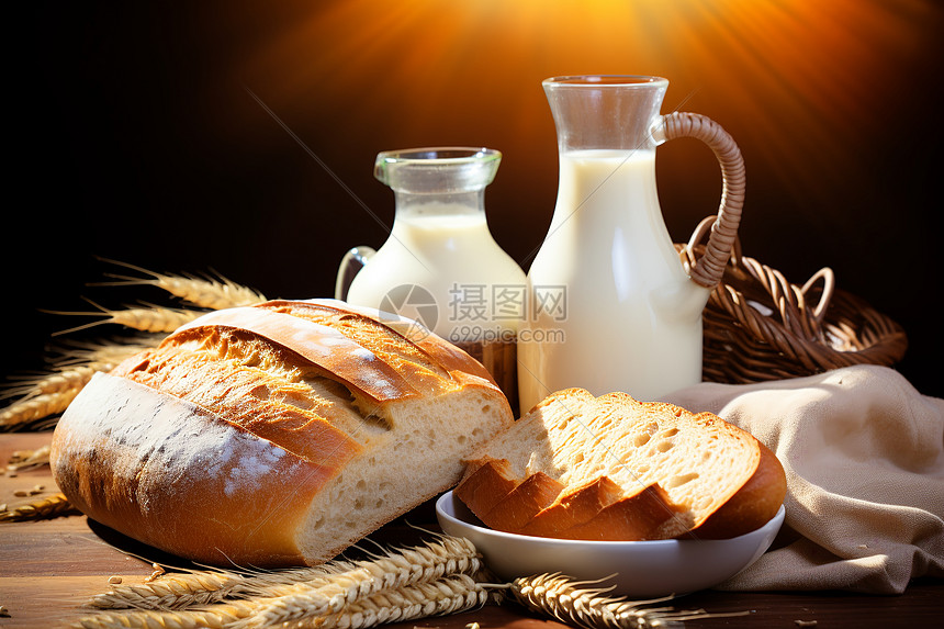 面包和牛奶图片