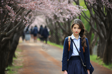 旅旅游少女的学校之旅背景