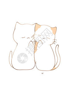 两只猫咪的插画图片