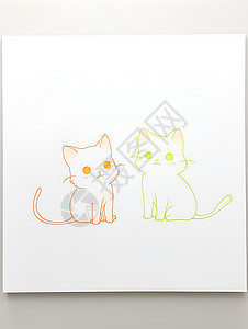 可爱猫咪的彩色插画图片