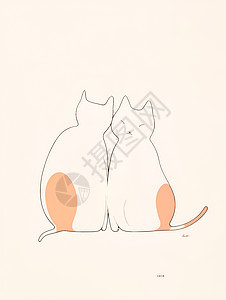 双线构图中的两只可爱猫咪图片