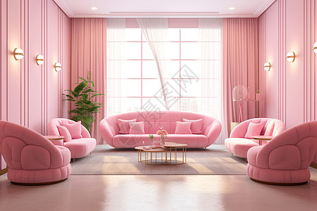 客厅粉色家具图片