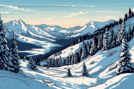 冬季的滑雪场背景图片