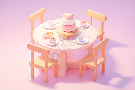 粉色的餐桌盛宴背景图片