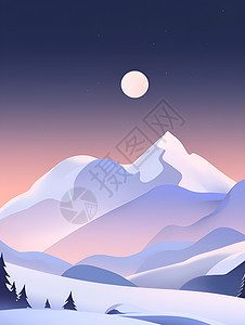 月光下壮丽的雪山图片