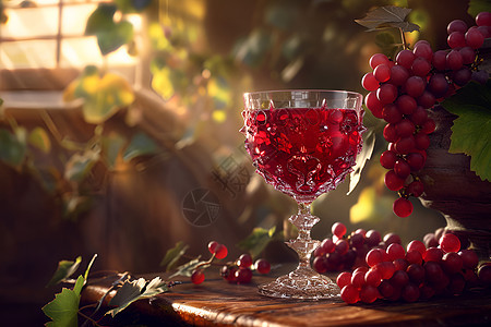 水晶杯中的葡萄酒图片