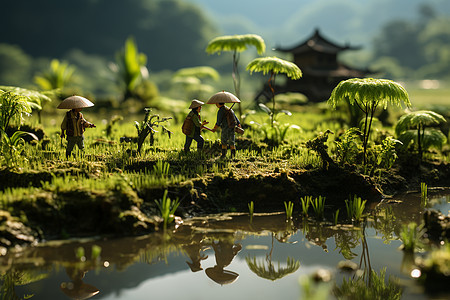 绿野小人景观背景图片