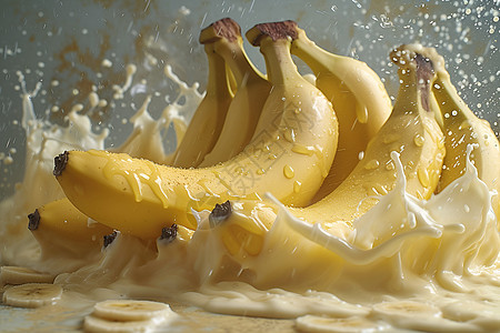 香蕉与牛奶的生动碰撞图片