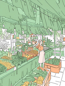 农贸市场插画图片