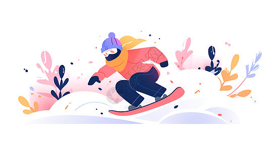 滑雪的插画男性图片
