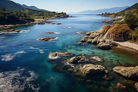 海边的石头海洋岸边的石头背景