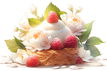 树莓蛋糕背景图片