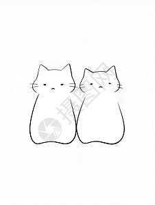 两只猫咪的双线简绘图片
