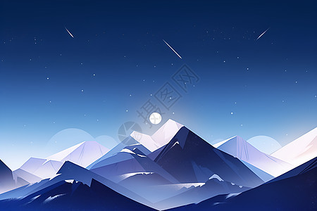 雪山下的寒夜绘影背景图片
