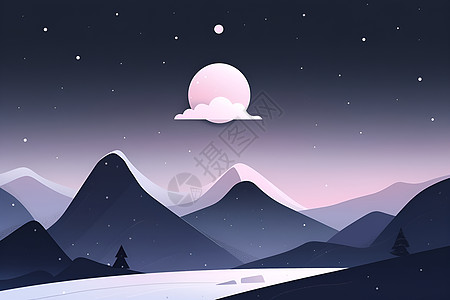 冰雪皑皑月色当空图片