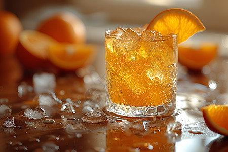 一杯冰镇橙汁的细节背景图片