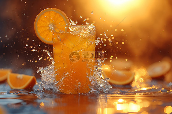 清凉橙汁的艺术绽放图片